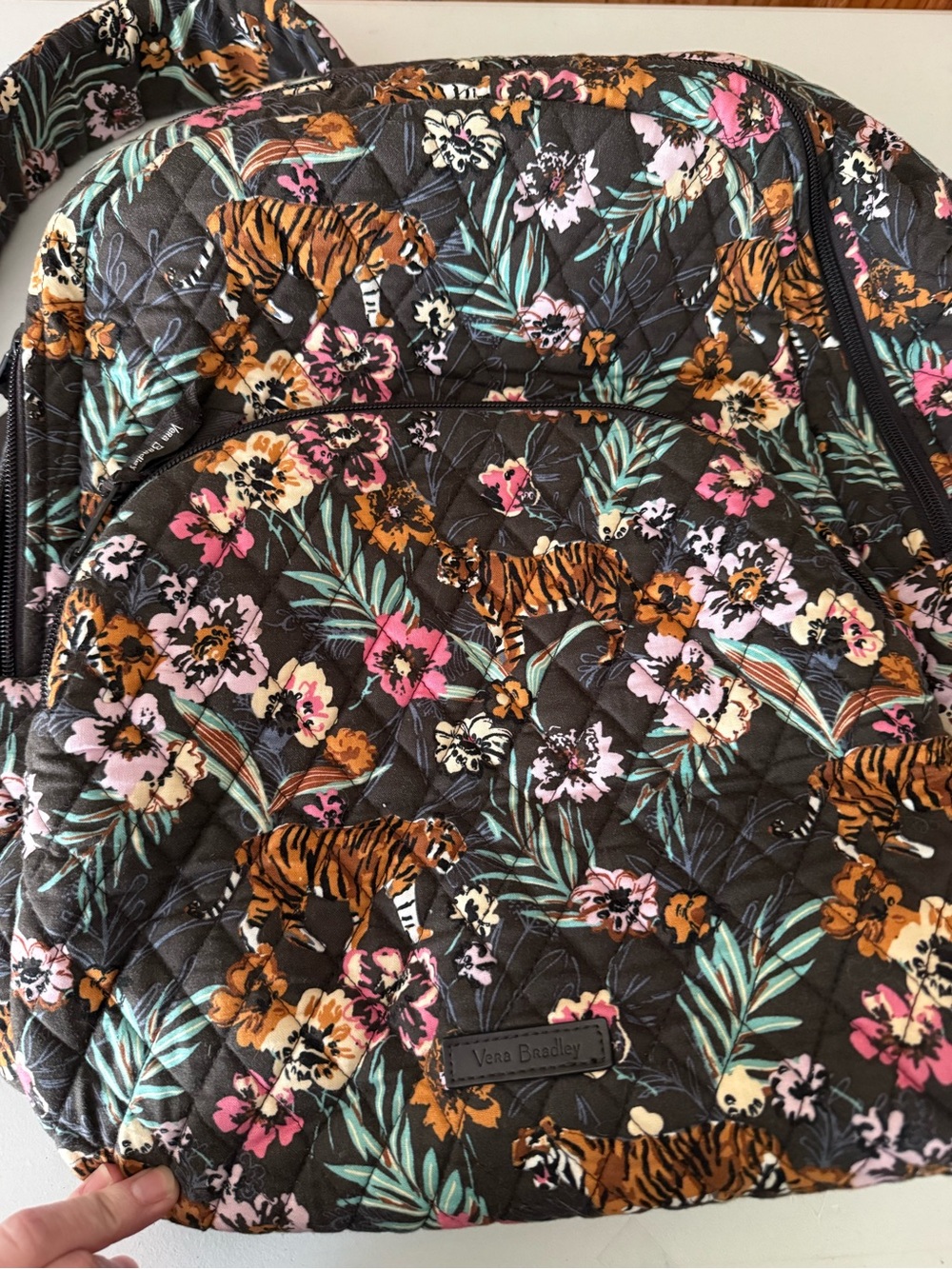Vera Bradley Black Quilted backpack with Tiger & Floral Print